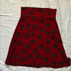 LuLaRoe Red Skater Skirt with Black Print